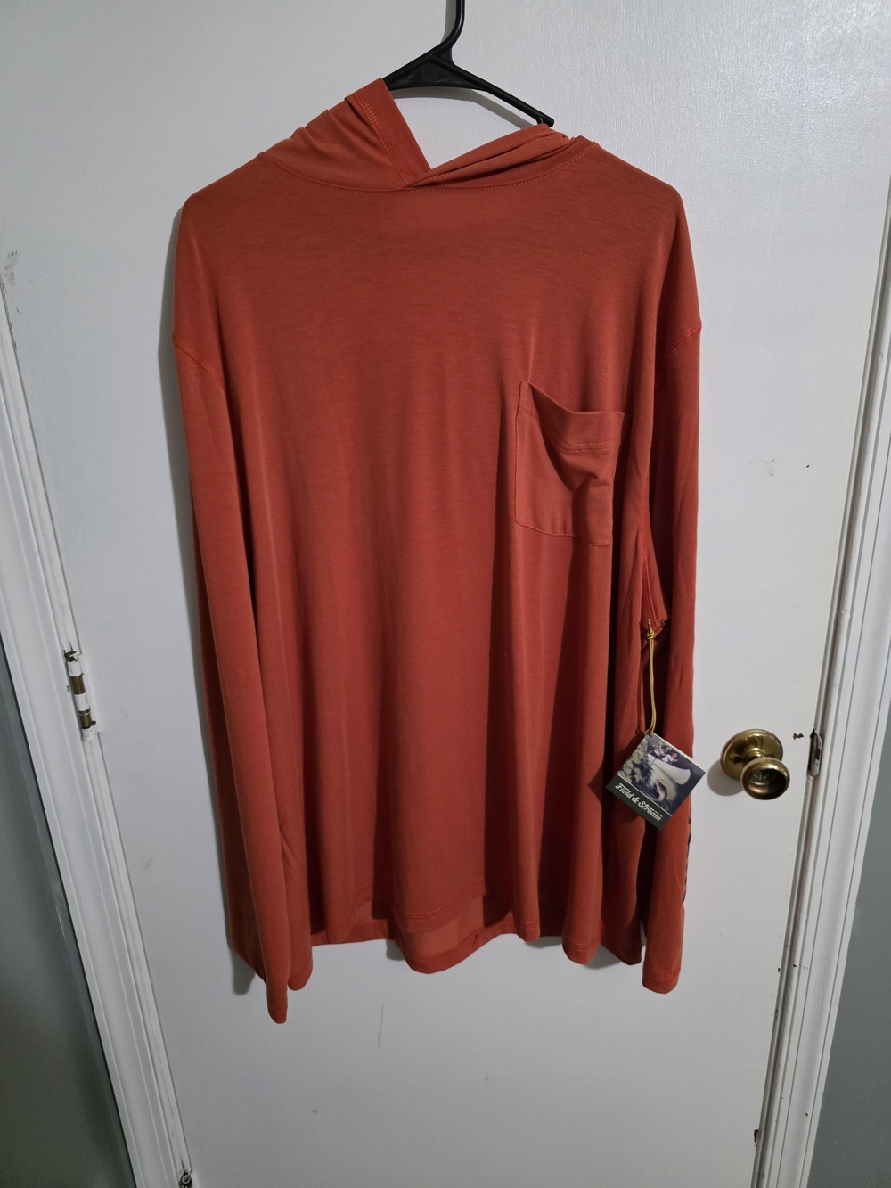 Field & Stream Men's Hooded Long-Sleeve Pocket Shirt - Rust Orange
